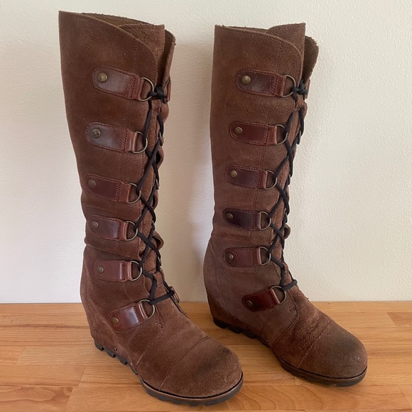 Sorel Joan of Arctic LTR Leather Boot Wedge Tall 7 - Picture 1 of 11